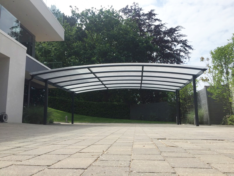 A2z Canopies Black Archway Carport with GRP sheeting, Galvanised and Powder Coated